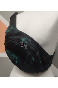 Сумка бананка Tiger Moon Print+ Лепестки зеленые